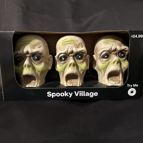 Spooky‎ Village Halloween Zombie Pathway Markers, 3 Stakes, 60 in. NEW - Picture 1 of 4